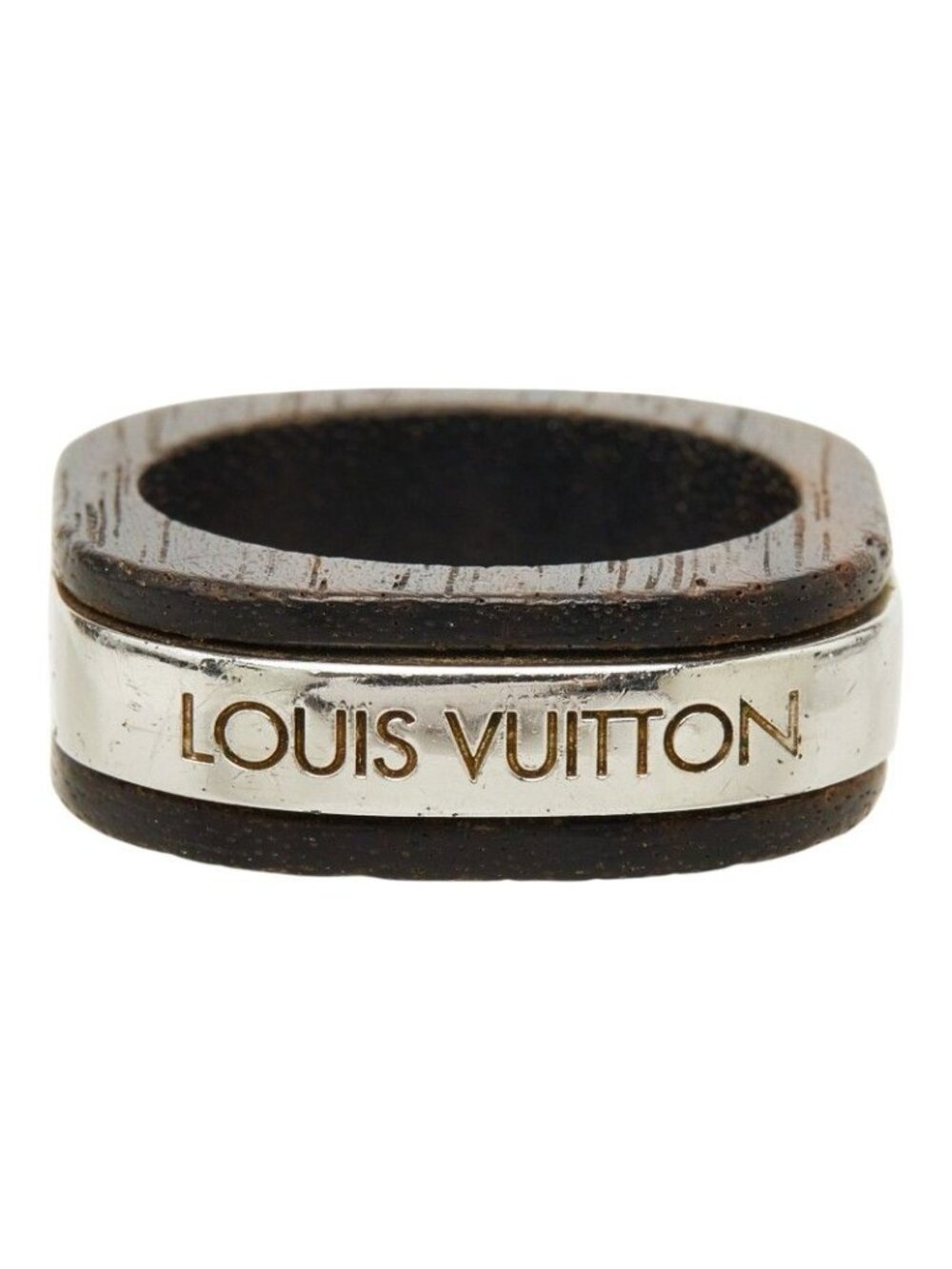 Louis Vuitton Bague Fleece Wood Ring Brown Silver Metal